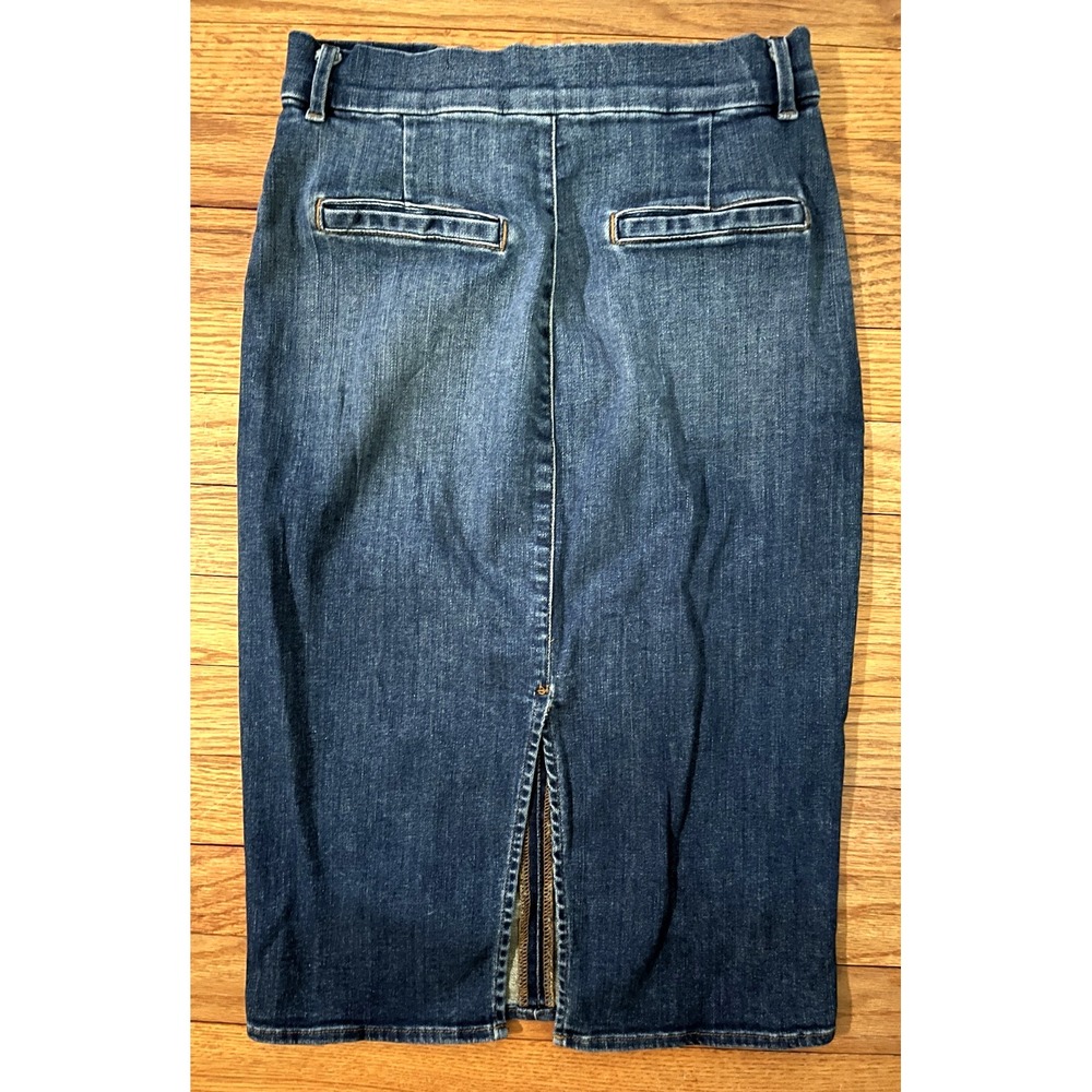 J Brand WILLA High Rise Tailored Knee Length Blue Denim Jean Skirt Women 26